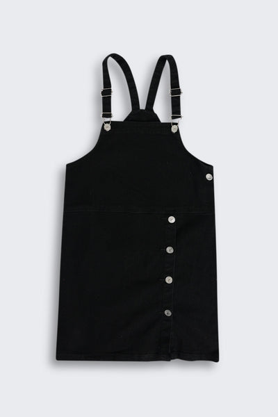 Black Solid Dungaree With T-Shirt