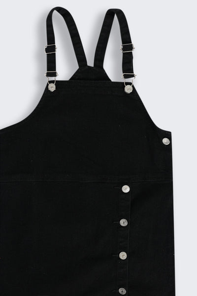 Black Solid Dungaree With T-Shirt