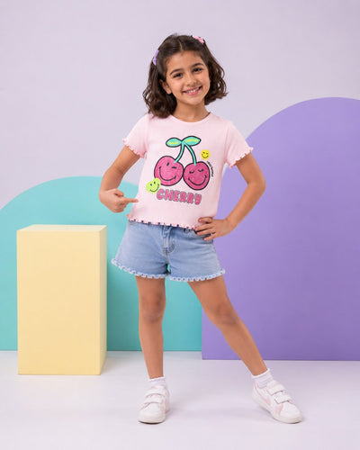 Pink Graphic Printed Cotton T-Shirt
