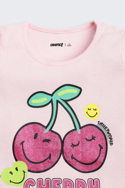 Pink Graphic Printed Cotton T-Shirt