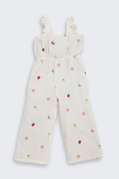 White Fruits & Flowers Printed Regular Fit Jumpsuits