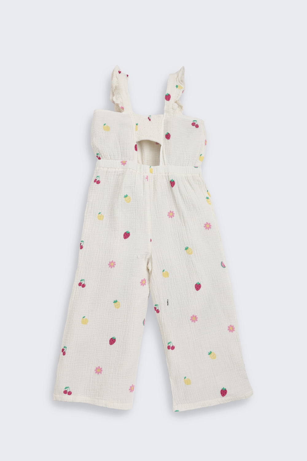 White Fruits & Flowers Printed Regular Fit Jumpsuits