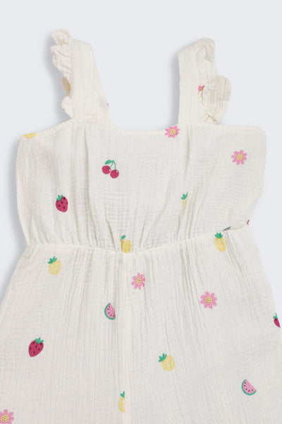White Fruits & Flowers Printed Regular Fit Jumpsuits