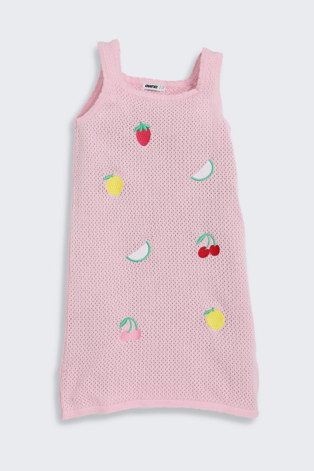 Pink Fruits Embroidered Regular Fit Dress