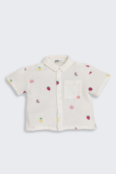 White Fruits Printed Regular Fit Co-ord Set