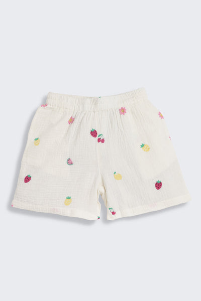 White Fruits Printed Regular Fit Co-ord Set