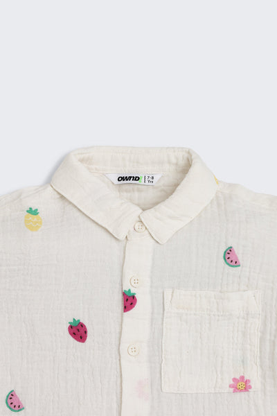 White Fruits Printed Regular Fit Co-ord Set