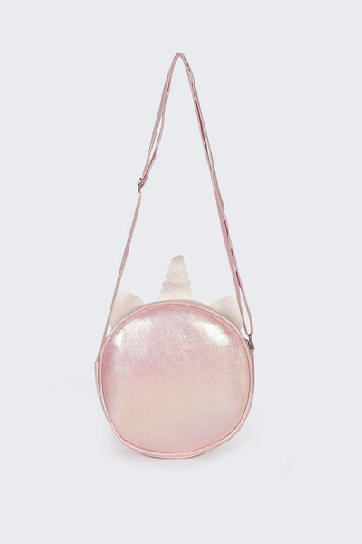 Pink Glitter Unicorn Round Sling Bag