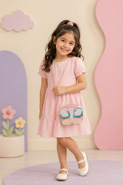 Pink Butterfly Embellished Sling Bag