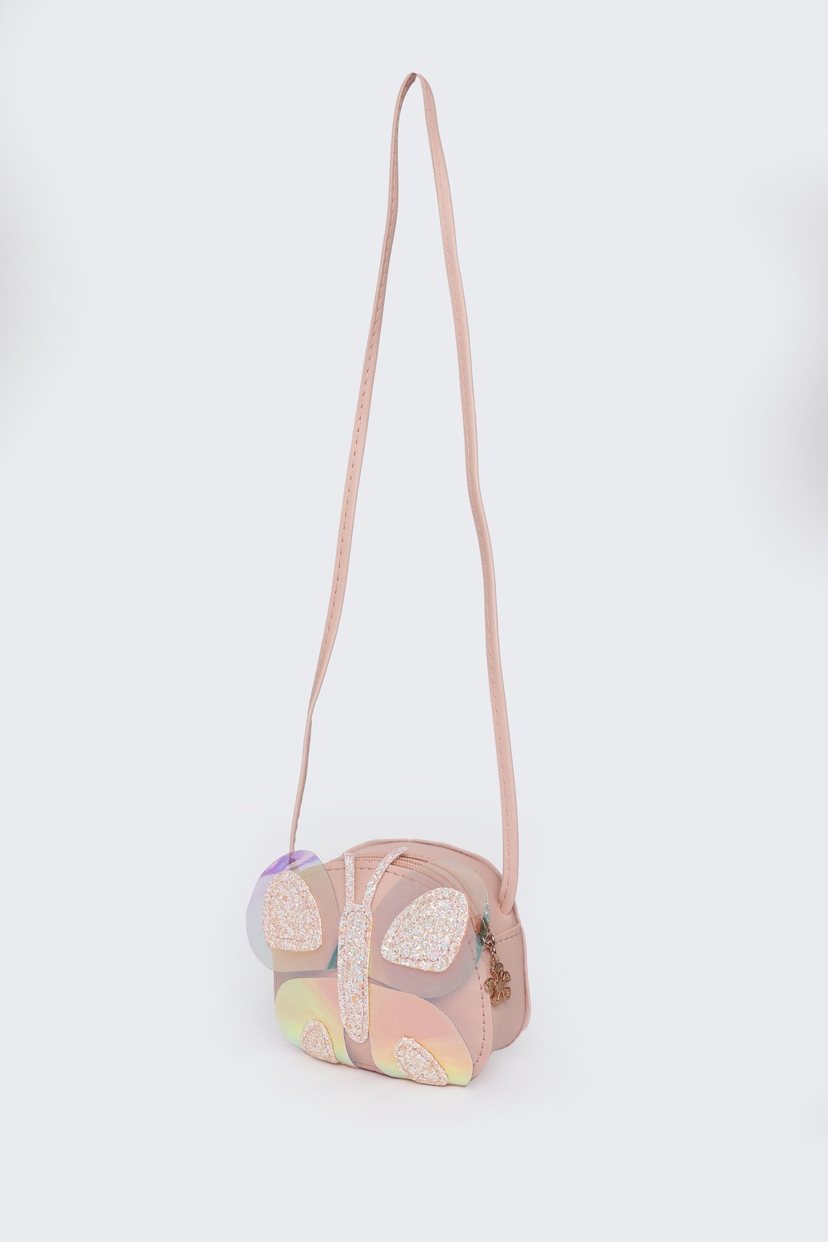 Pink Butterfly Embellished Sling Bag
