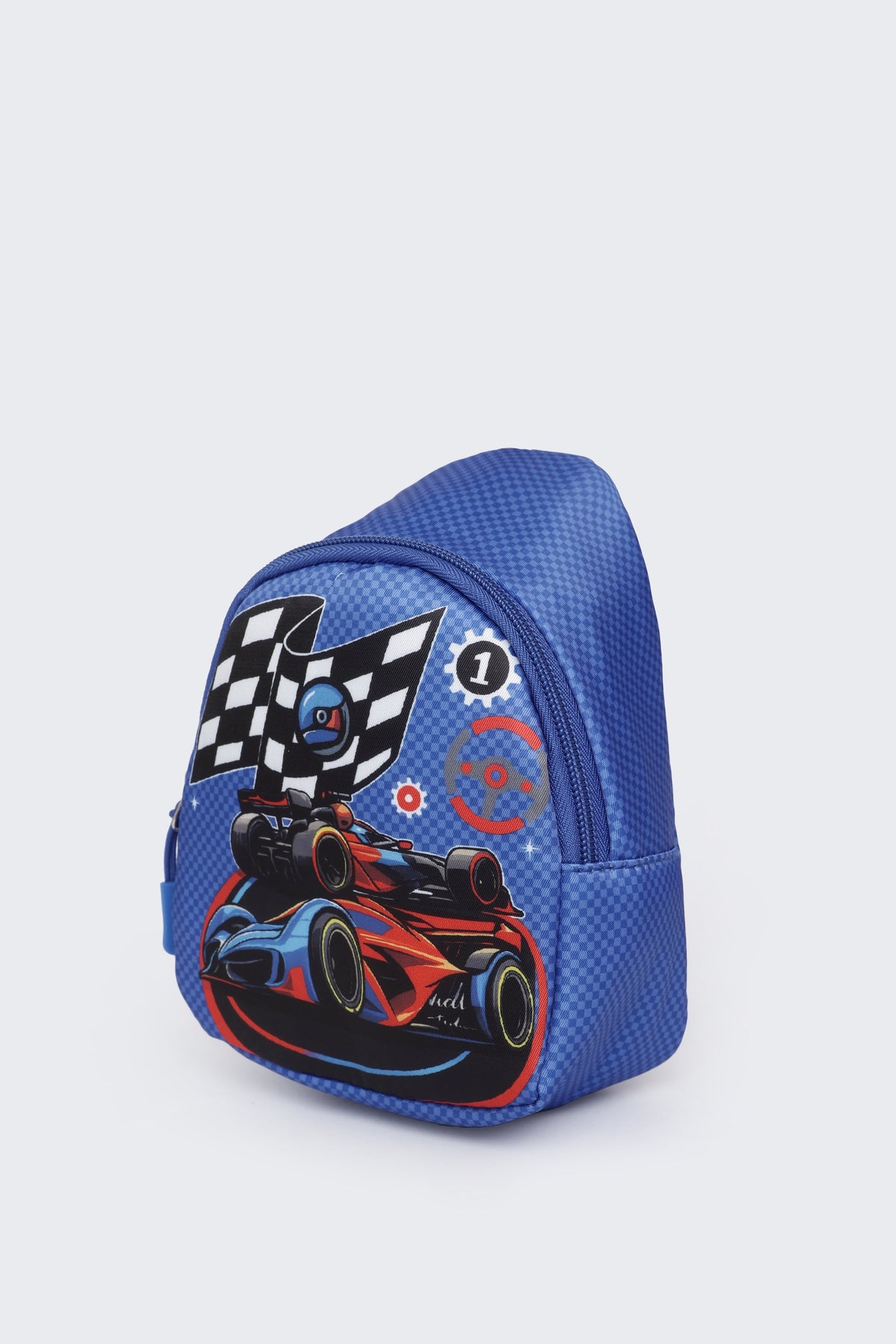Blue Racing Car Graphic Print Backpack