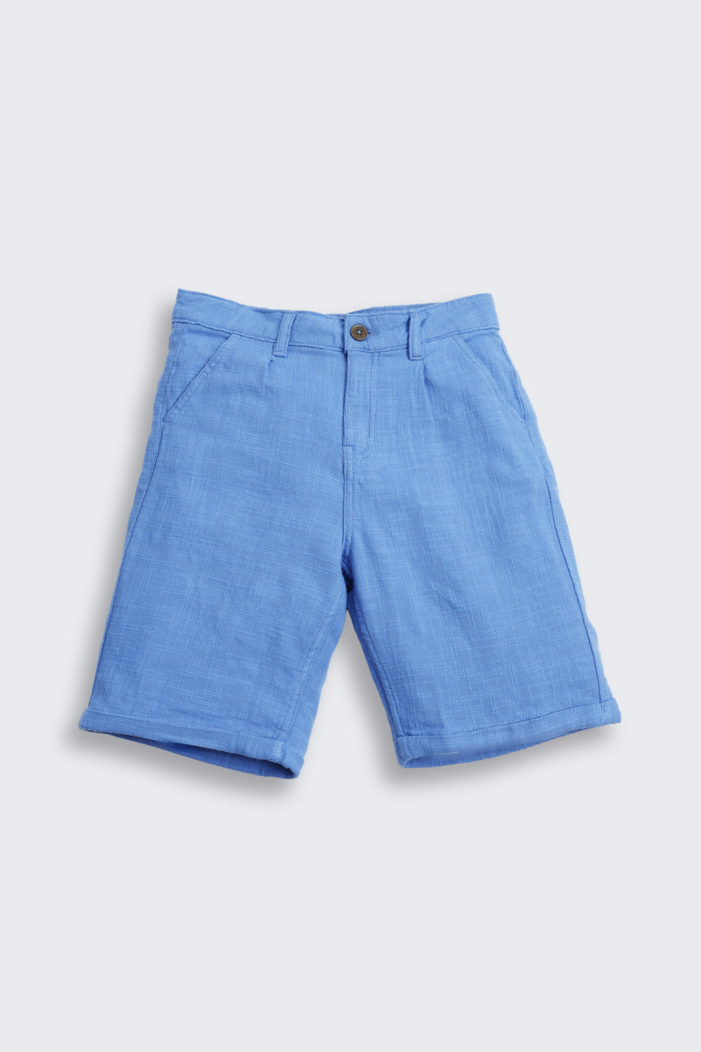 Blue Solid Regular Fit Shorts