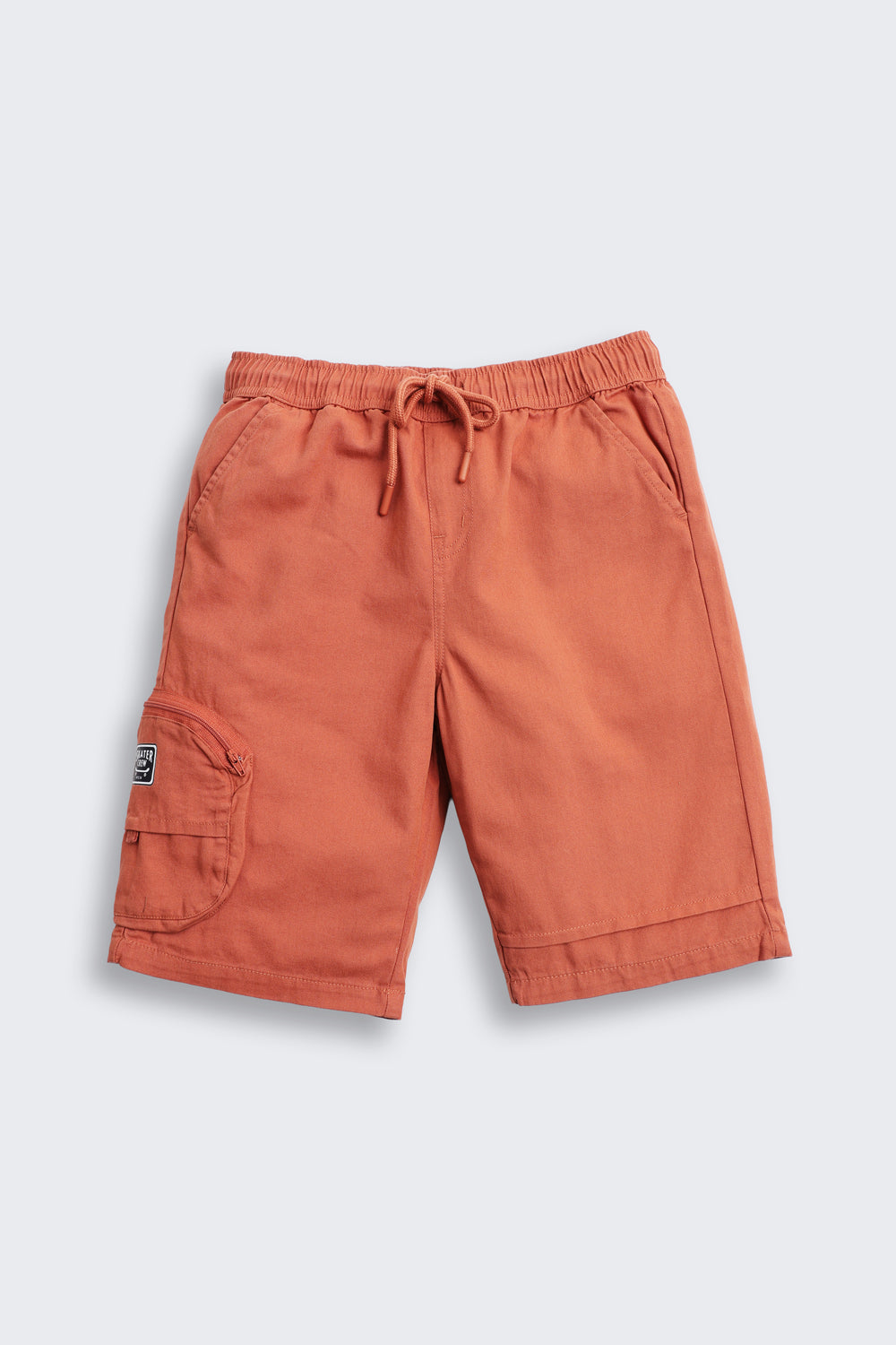 Orange Solid Cotton Shorts