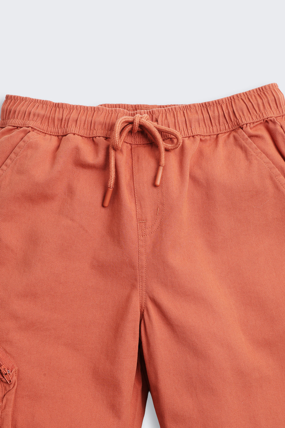 Orange Solid Cotton Shorts