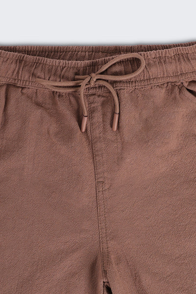 Brown Solid Regular Fit Shorts