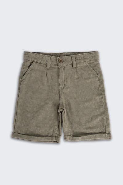 Olive Mid Rise Solid Shorts