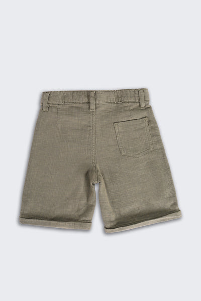 Olive Mid Rise Solid Shorts
