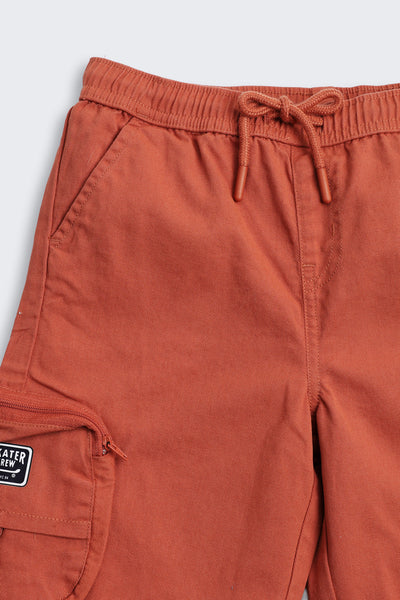 Orange Solid Regular Fit Shorts