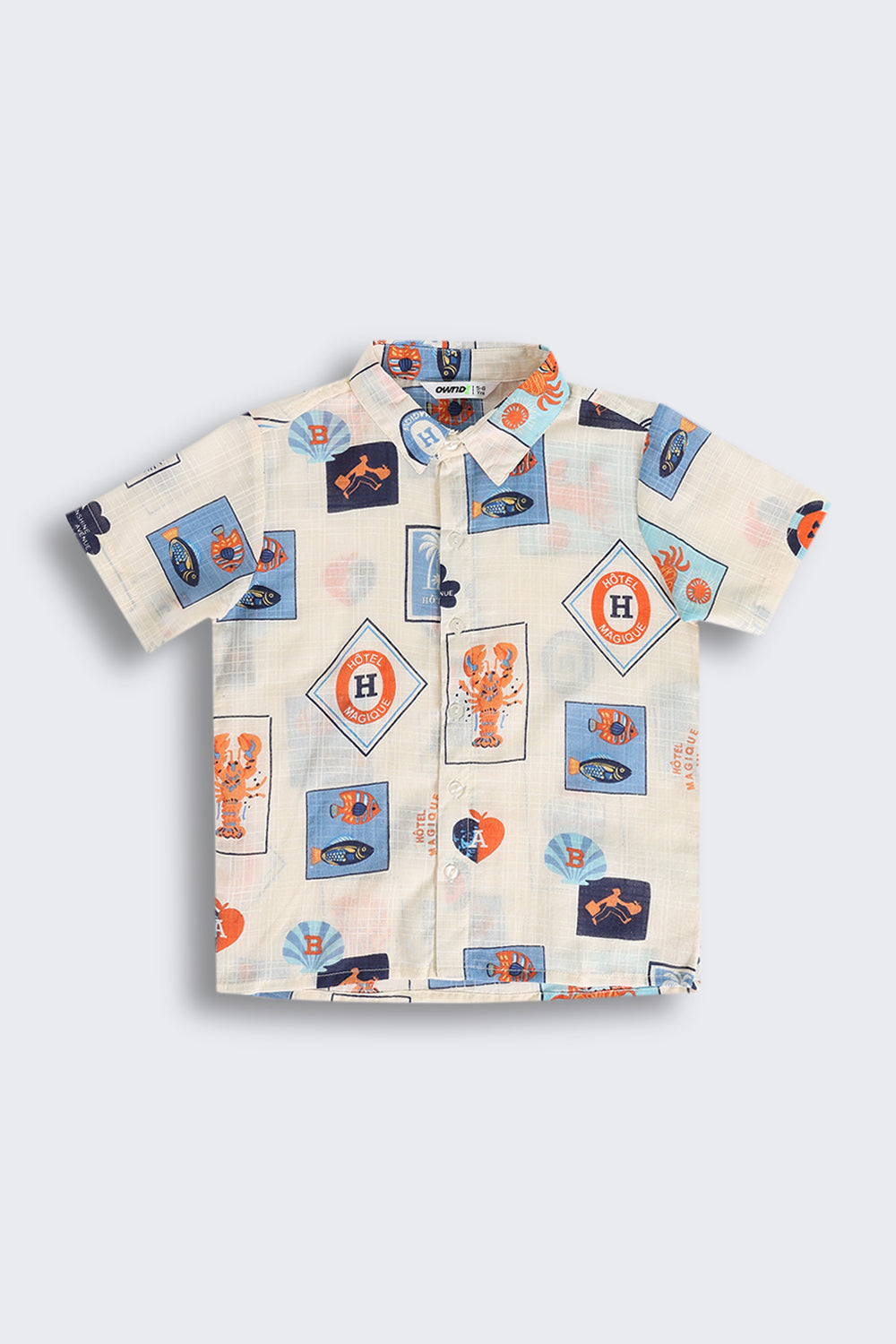 Beige Ocean Print Summer Shirt