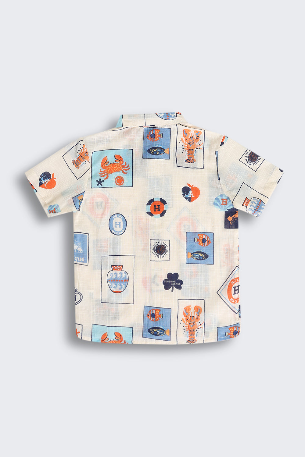 Beige Ocean Print Summer Shirt