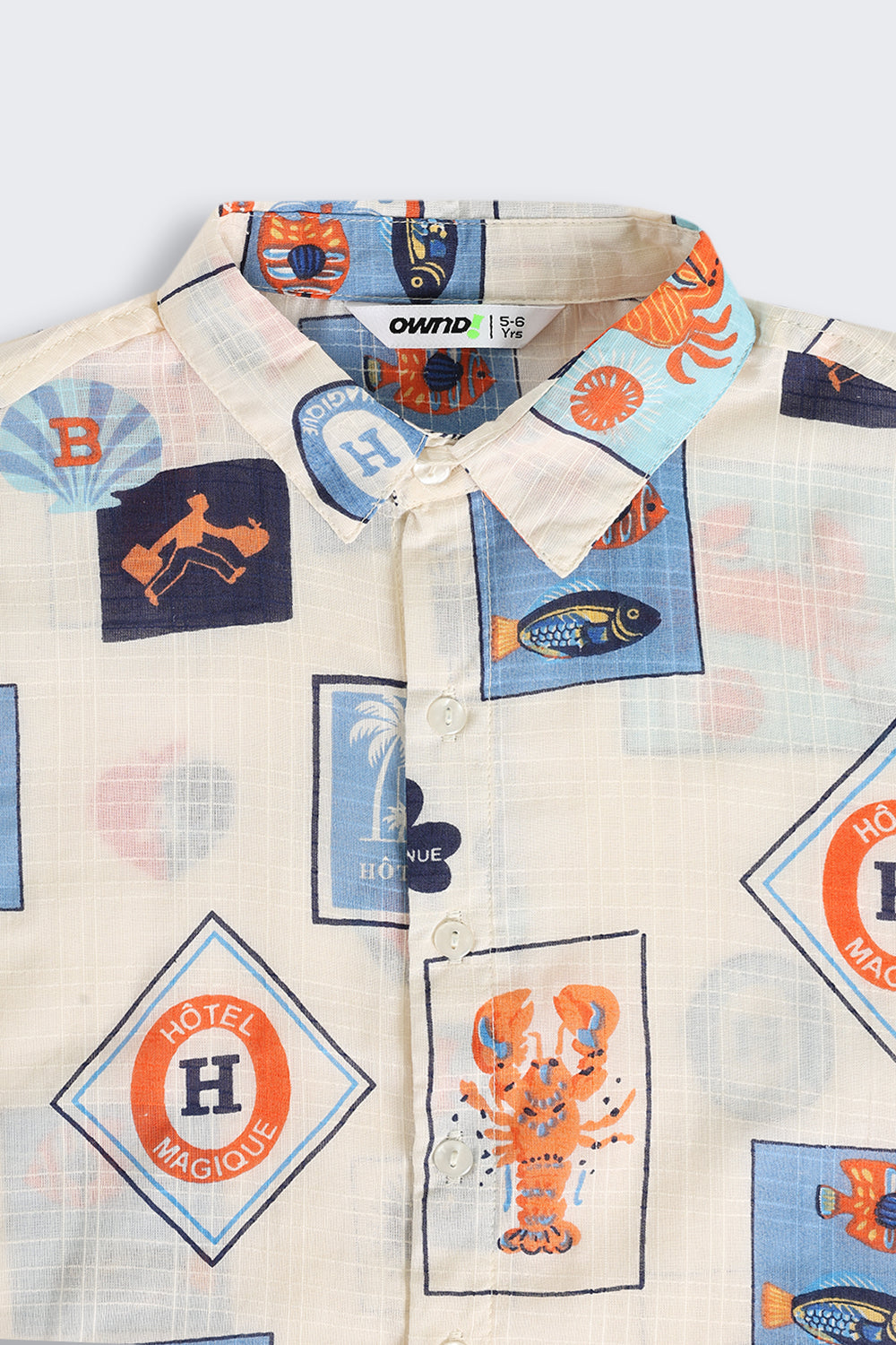 Beige Ocean Print Summer Shirt