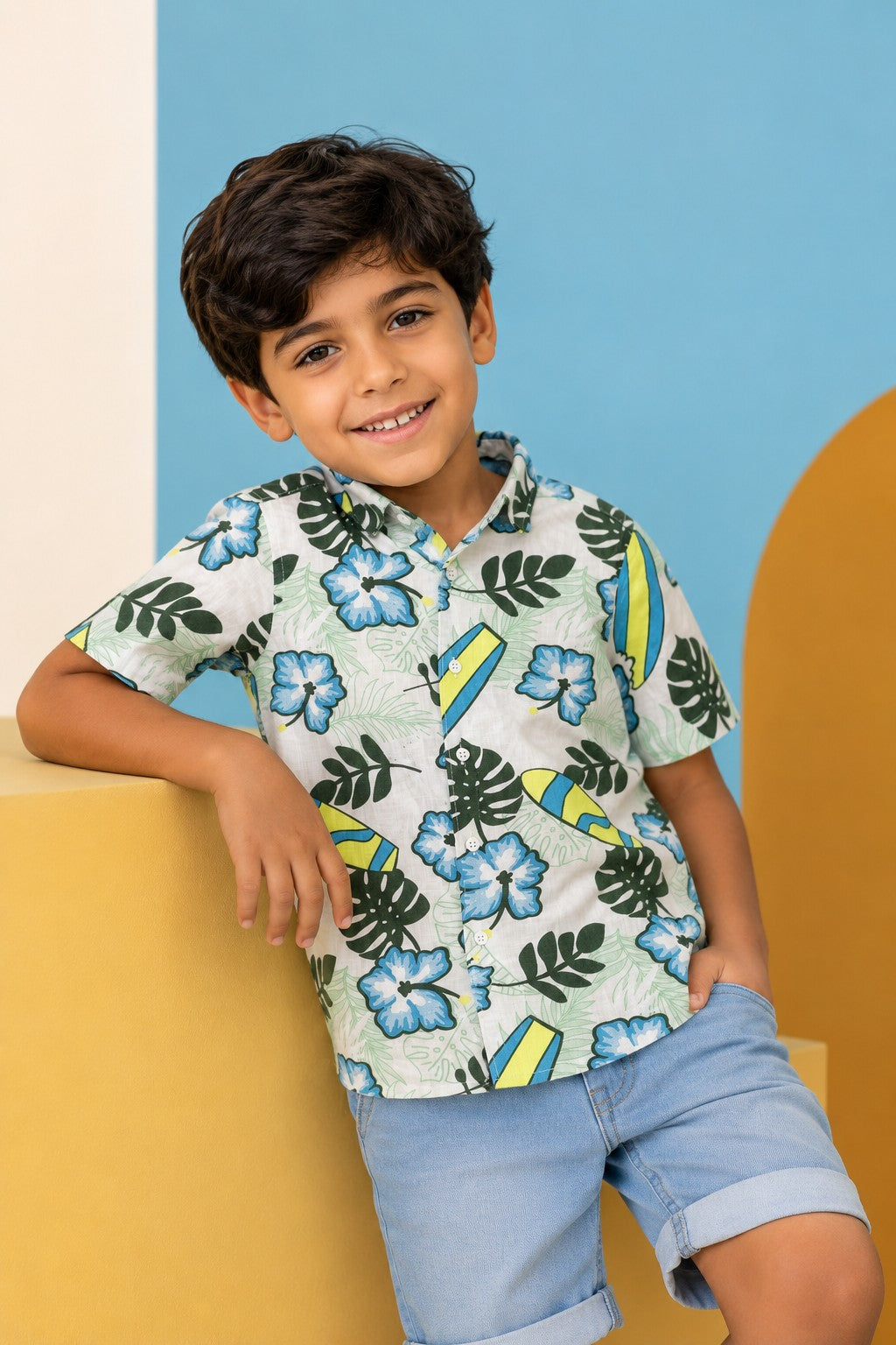 Multi-coloured Tropial Printed Regular Fit Shirt