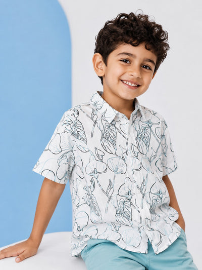 Light Blue Printed Cotton Shirt