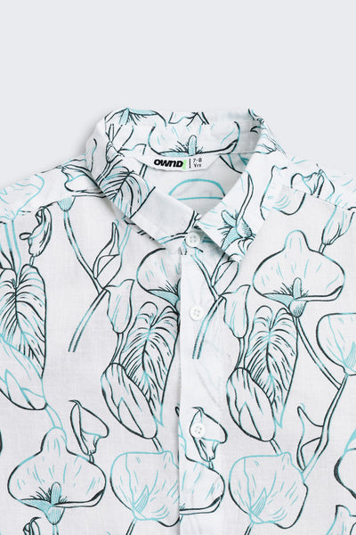 Light Blue Printed Cotton Shirt