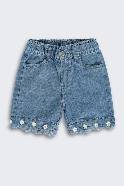 Light Blue Regular Fit Shorts With 4 Pocket