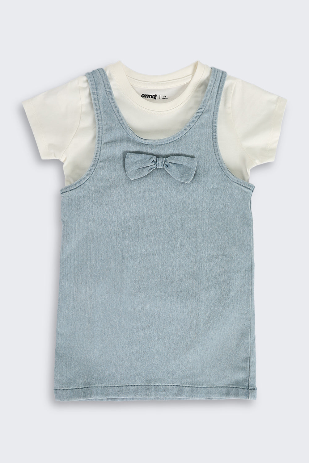 Light Blue Cotton Dungaree Set with T-Shirt