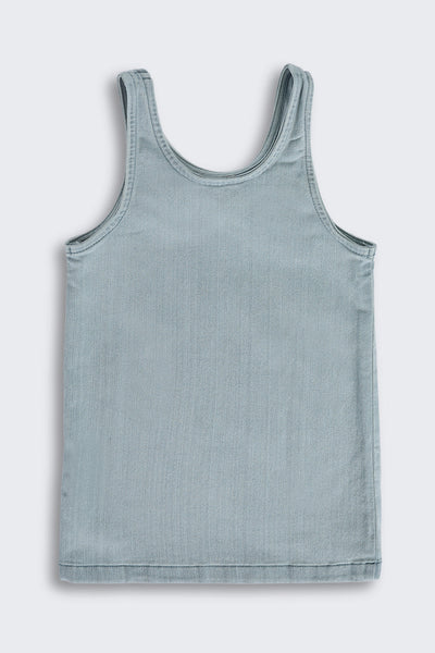 Light Blue Cotton Dungaree Set with T-Shirt