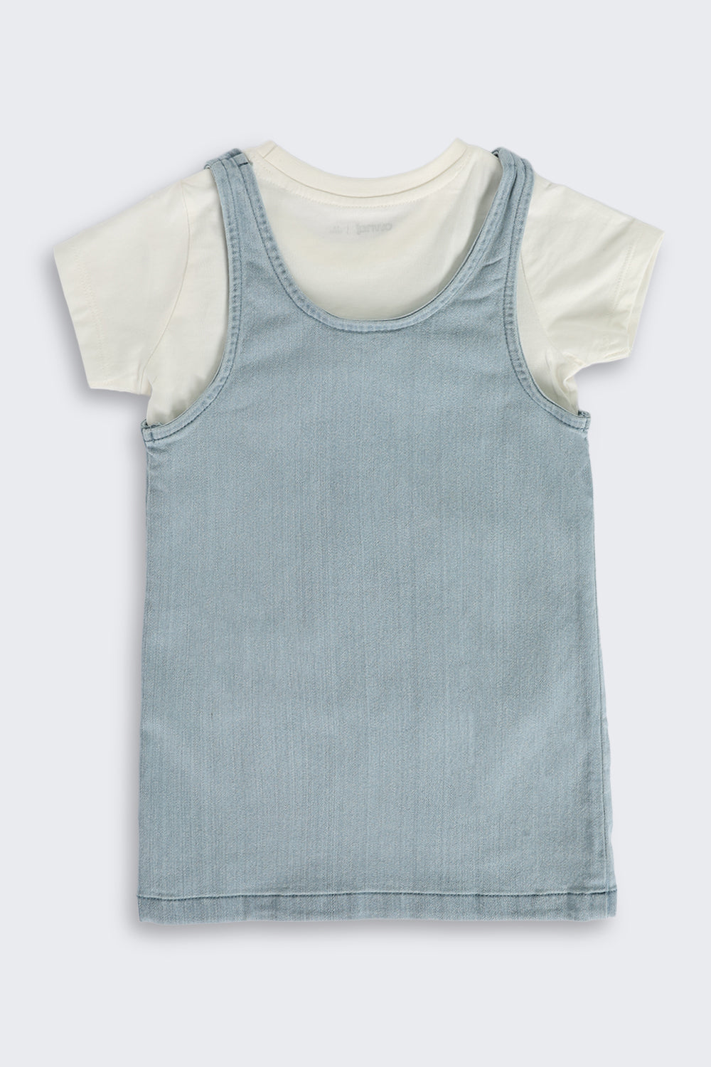 Light Blue Cotton Dungaree Set with T-Shirt