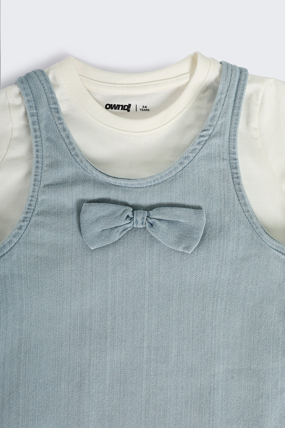 Light Blue Cotton Dungaree Set with T-Shirt