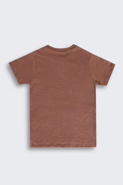 Brown High‑Low Hem Graphic T‑Shirt