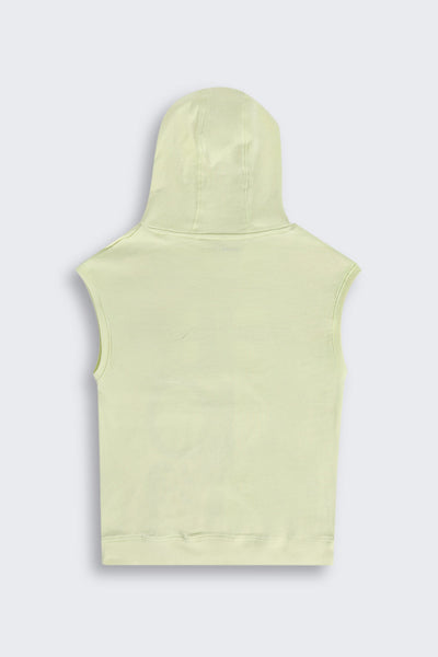 Lime Summer Graphic Sleeveless Hooded T‑Shirt