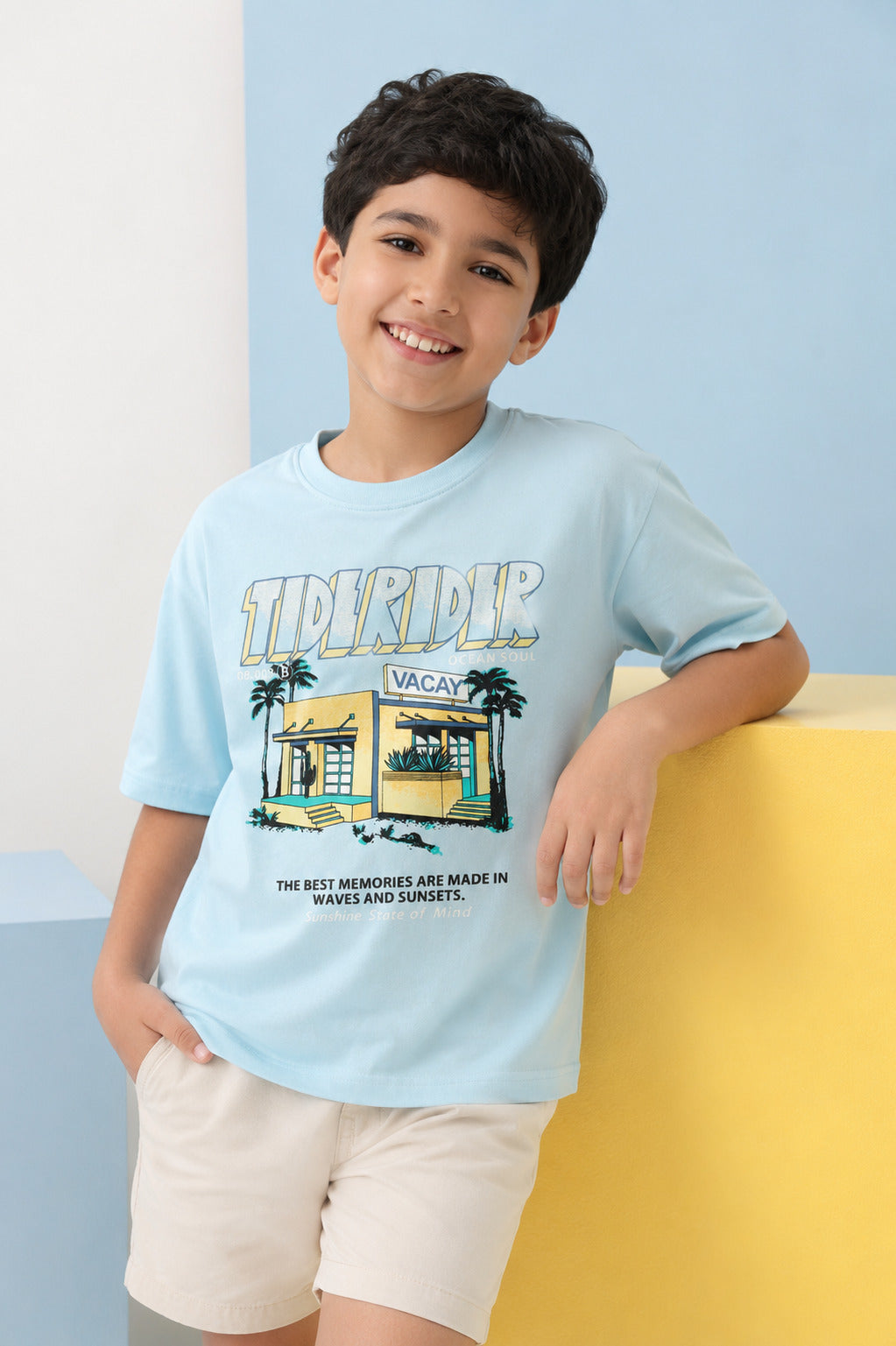 Blue Cotton Regular Fit T-Shirt