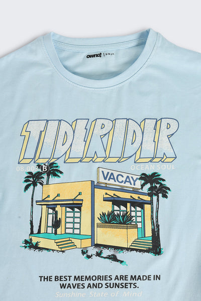 Blue Cotton Regular Fit T-Shirt