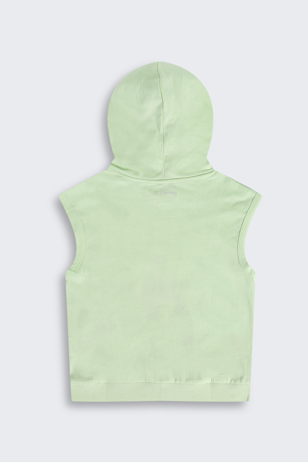 Light Green Surf Graphic Sleeveless Hooded T‑Shirt