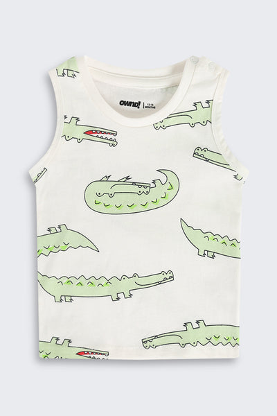 Green and White Cotton Regular Fit Pack of 2 T-Shirt