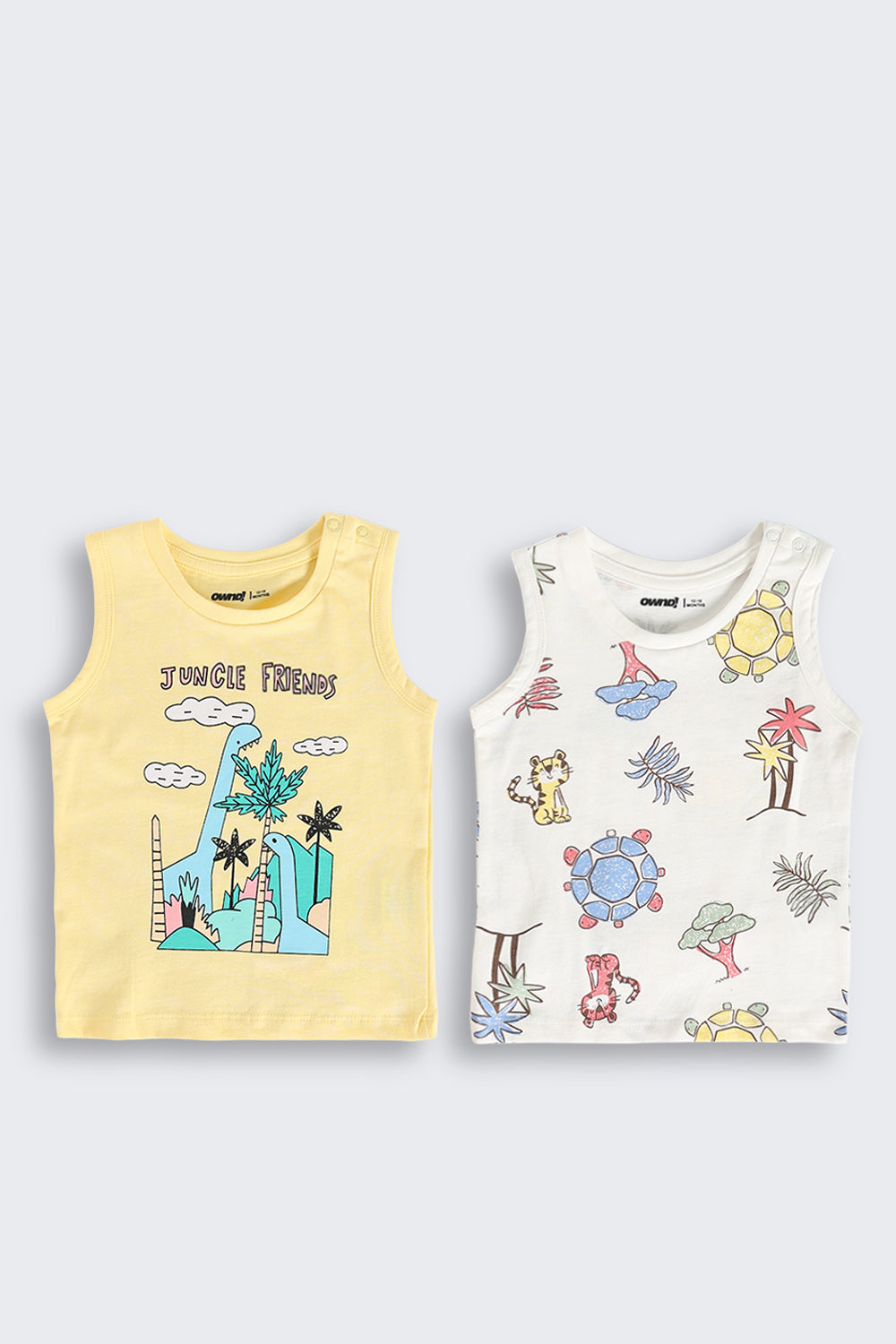 Multi Coloured Jungle Theme Cotton Pack of 2 T-Shirt