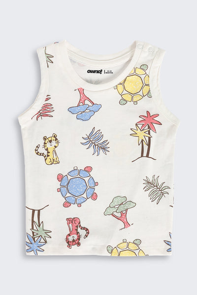 Multi Coloured Jungle Theme Cotton Pack of 2 T-Shirt