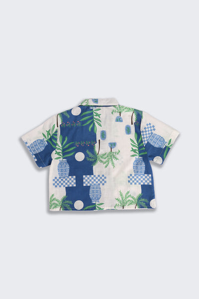 Blue Abstract Printed Regular Fit Shirt