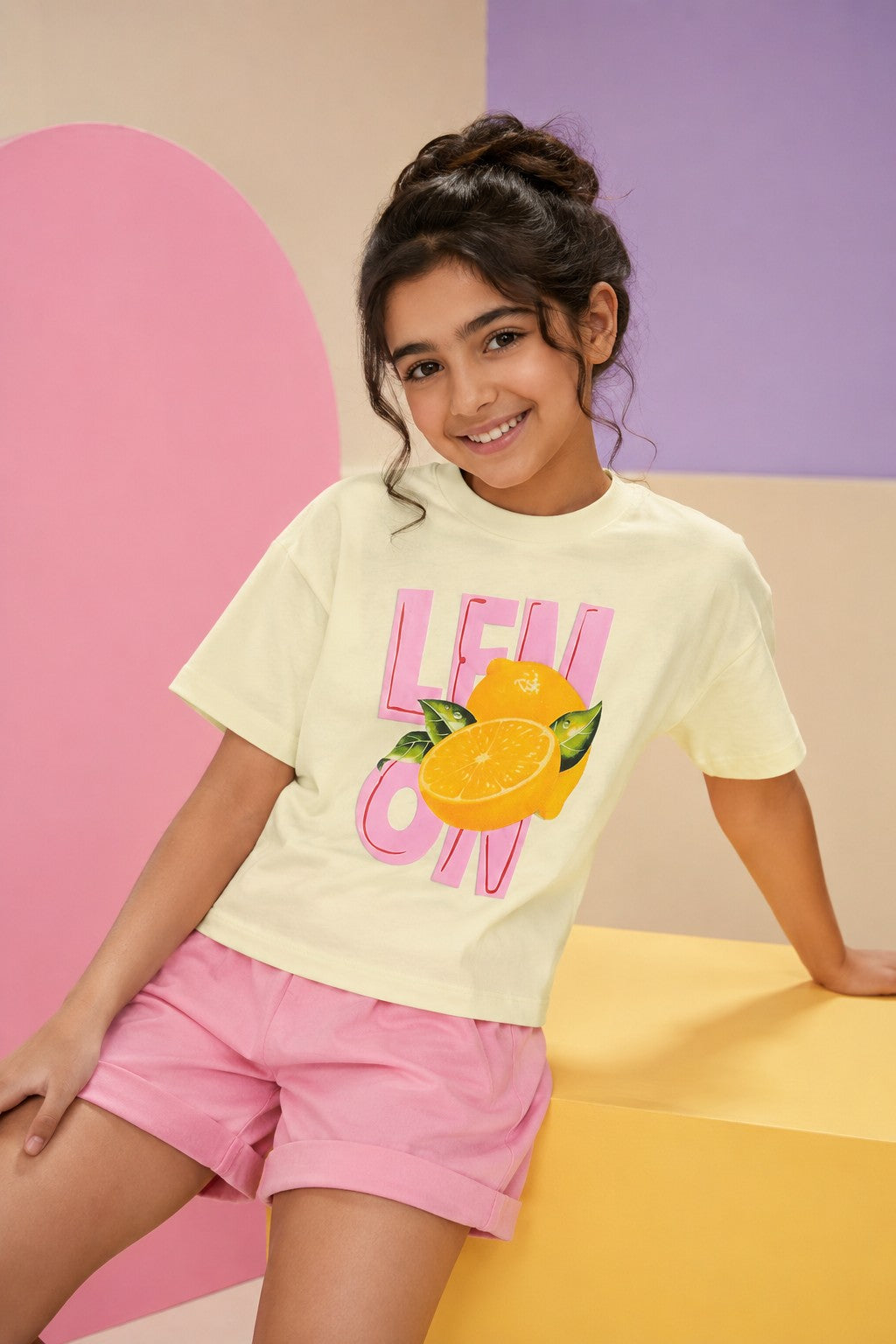Yellow Lemon Graphic Cotton T-Shirt