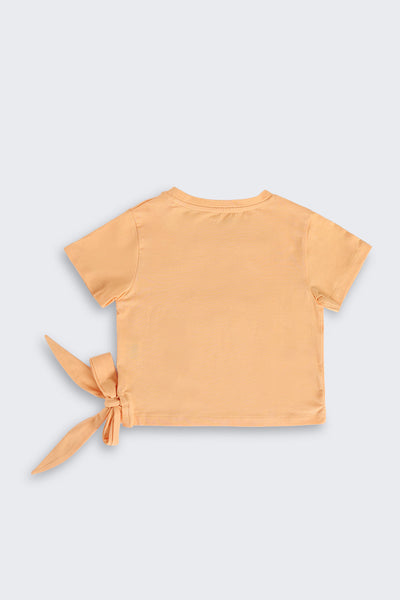 Orange Cotton Blend Regular Fit T-Shirt