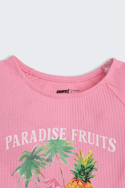 Pink Fruits Printed Regular Fit Top