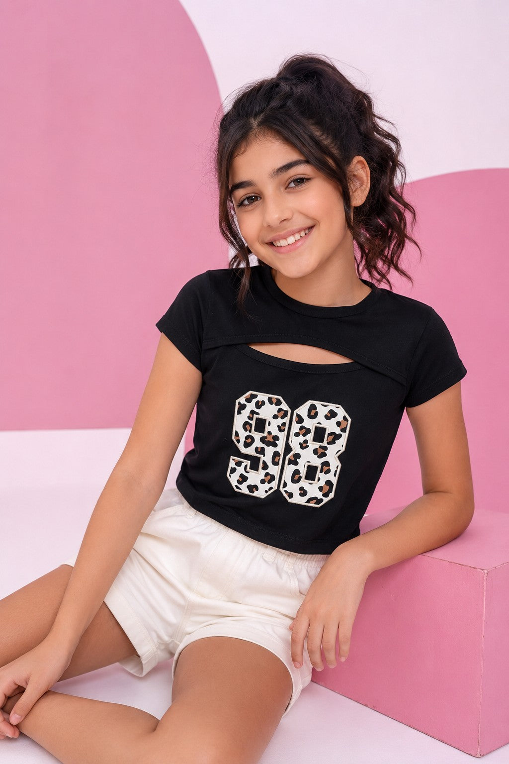 Black Embroidered Regular Fit T-Shirt