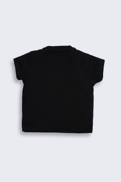 Black Embroidered Regular Fit T-Shirt