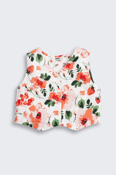 Off White Floral Regular Fit Co-ord Set