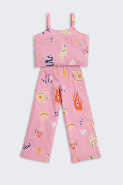 Pink Graphic Printed Regular Fit Co-ord Set