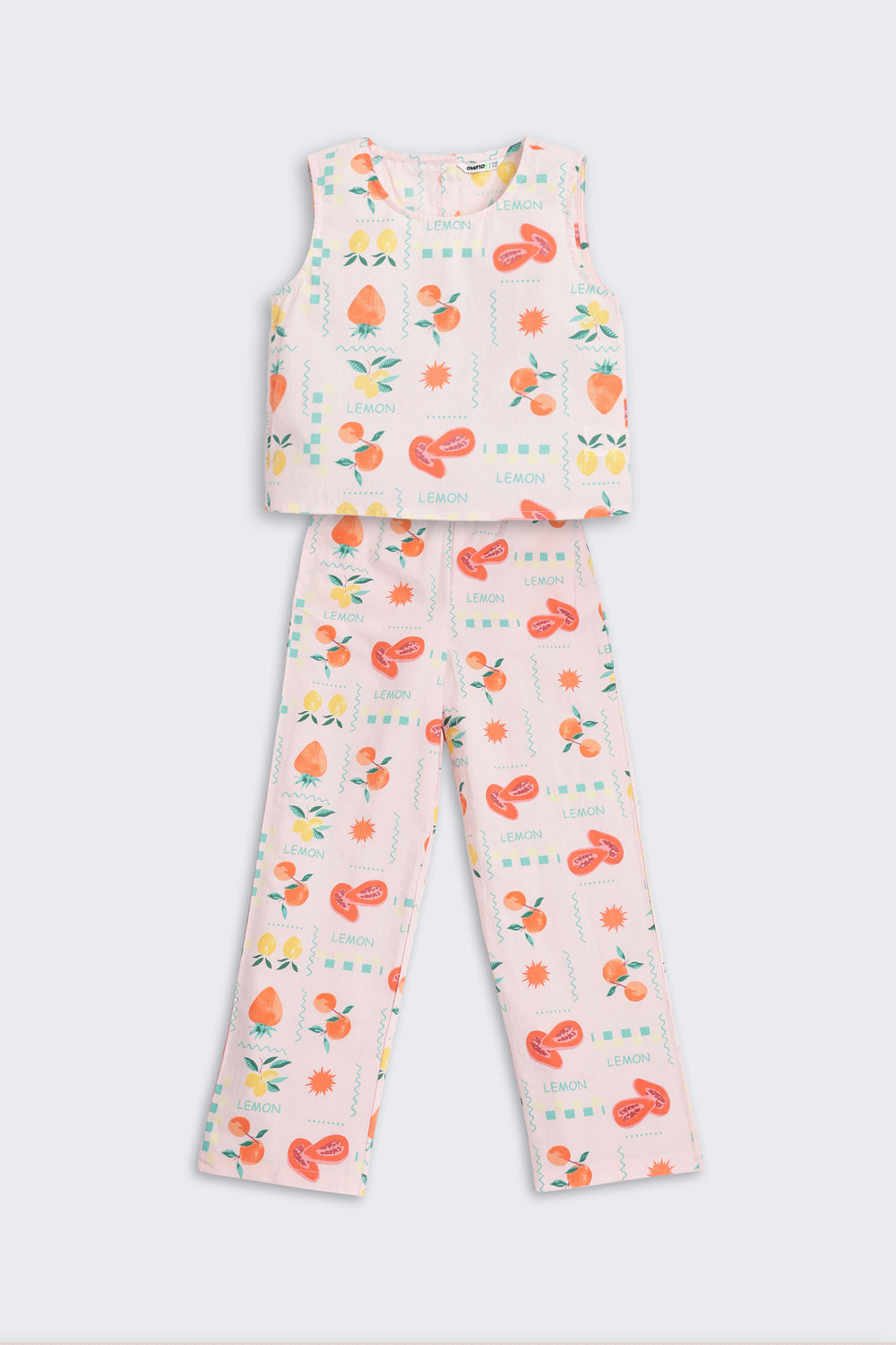 Pink Fruits Printed Regular Fit Co-ord Set